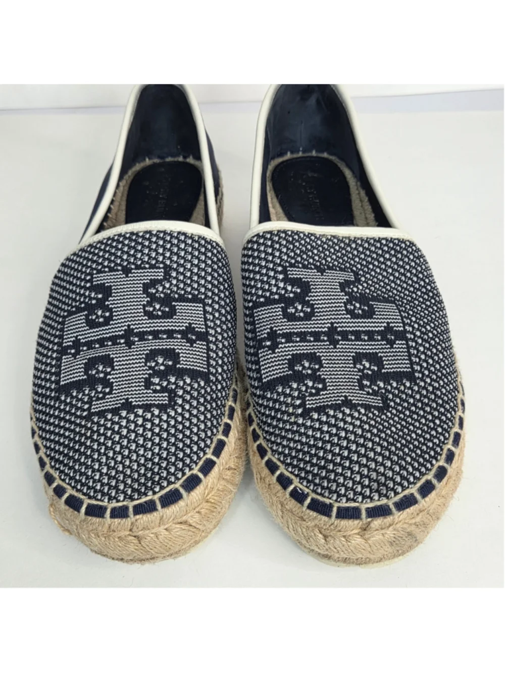 Tory Burch Miranda Navy Lug Sole Platform Espadrille Shoes Women's Size 10